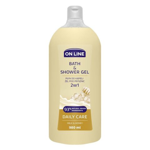 On Line Bath Gel & Liquid 2in1 Daily care, with milk and honey 980 ml