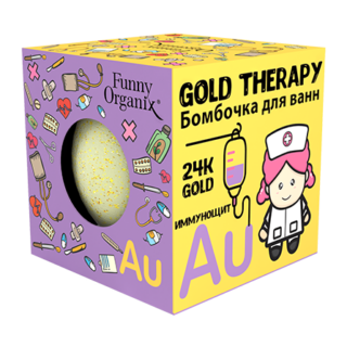Kehahooldus Kihisev vannipall “Funny Organix” Gold Therapy 24K 140g