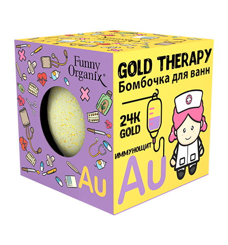 Kihisev vannipall “Funny Organix” Gold Therapy 24K 140g
