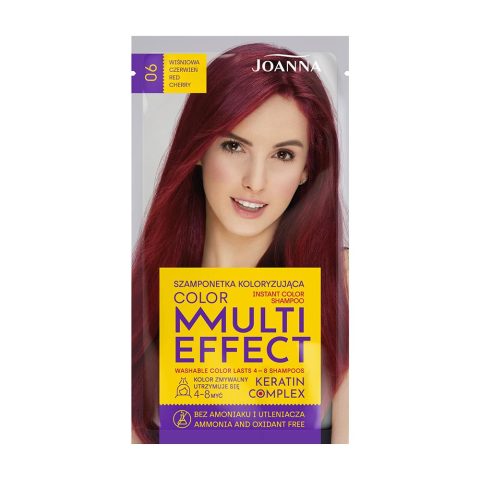 Окрашивающий шампунь для волос Joanna Multi Effect 35 г, 06 Red Cherry (КРАСНАЯ ВИШНЯ)