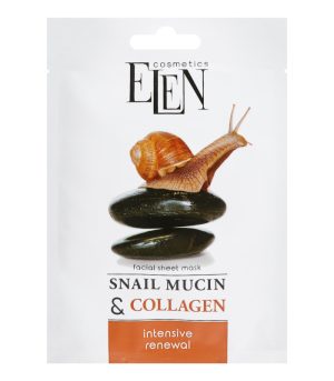 ELEN cosmetics Intensive facial sheet mask Snail mucin&Collagen, 25 ml