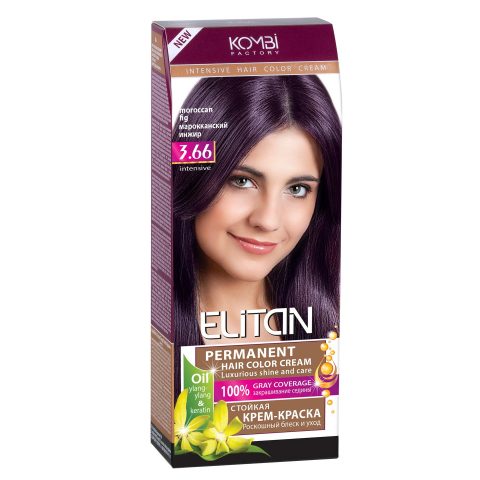 Permanent hair color cream Elitan Intensive 3.66 Moroccan Fig