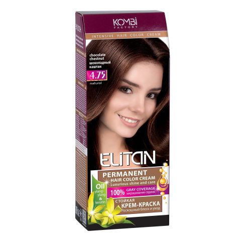 Permanent hair color cream Elitan Intensive 4.75 Chocolate Chestnut