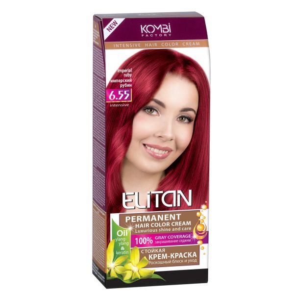 Permanent hair color cream Elitan Intensive 6.55 Imperial Ruby