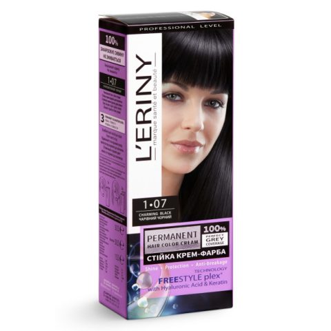 Permanent hair color cream L’ERINY, 1.07 Charming black