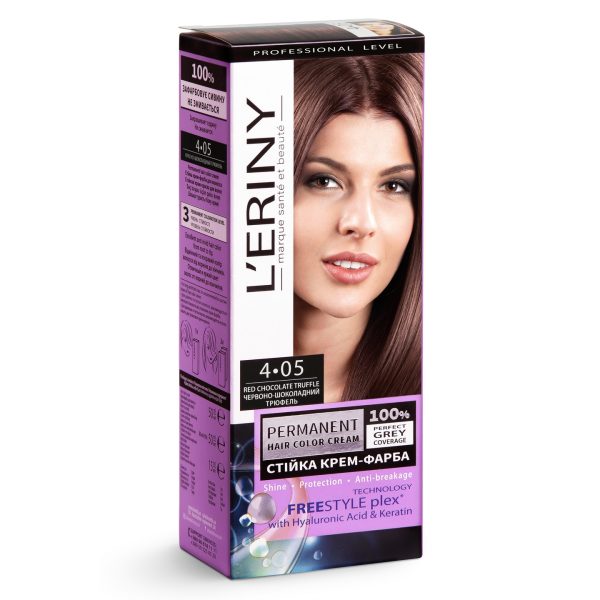 Permanent hair color cream L’ERINY, 4.05 Red Truffle chestnut