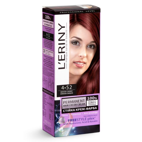 Permanent hair color cream L’ERINY, 4.52 Winter cherry
