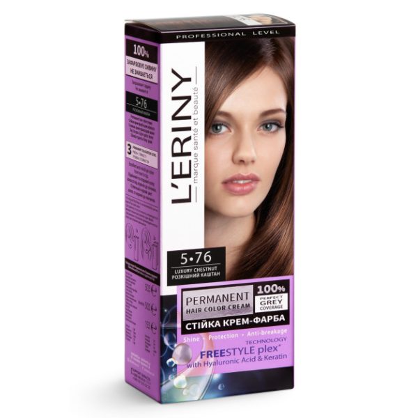 Permanent hair color cream L’ERINY, 5.76 Luxury chestnut