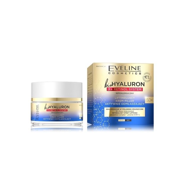Firming face cream for mature skin “Eveline Bio Hyaluron 3x Retinol” 50+ 50ml