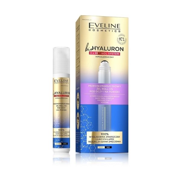 Сыворотка против морщин вокруг глаз Eveline Bio Hyaluron 3x Retinol System Gel Roll-On 15 мл