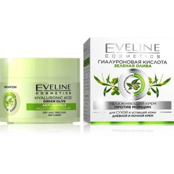 Ryppyjä ehkäisevä kasvovoide ”Eveline Hyaluronic Acid Green Olive” 50ml