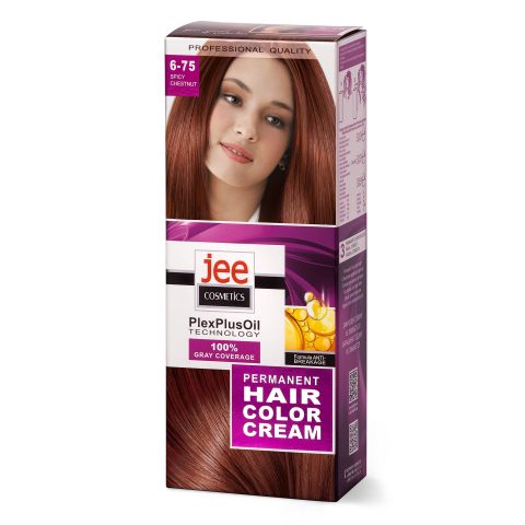 Permanent hair color cream JEE COSMETICS, 6-75 — SPICY CHESTNUT