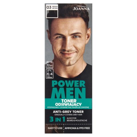 Anti-grey toner “Joanna Power Men” 03 Medium Brown 80 g Anti-grey toner “Joanna Power Men” 03 Medium Brown 80 g