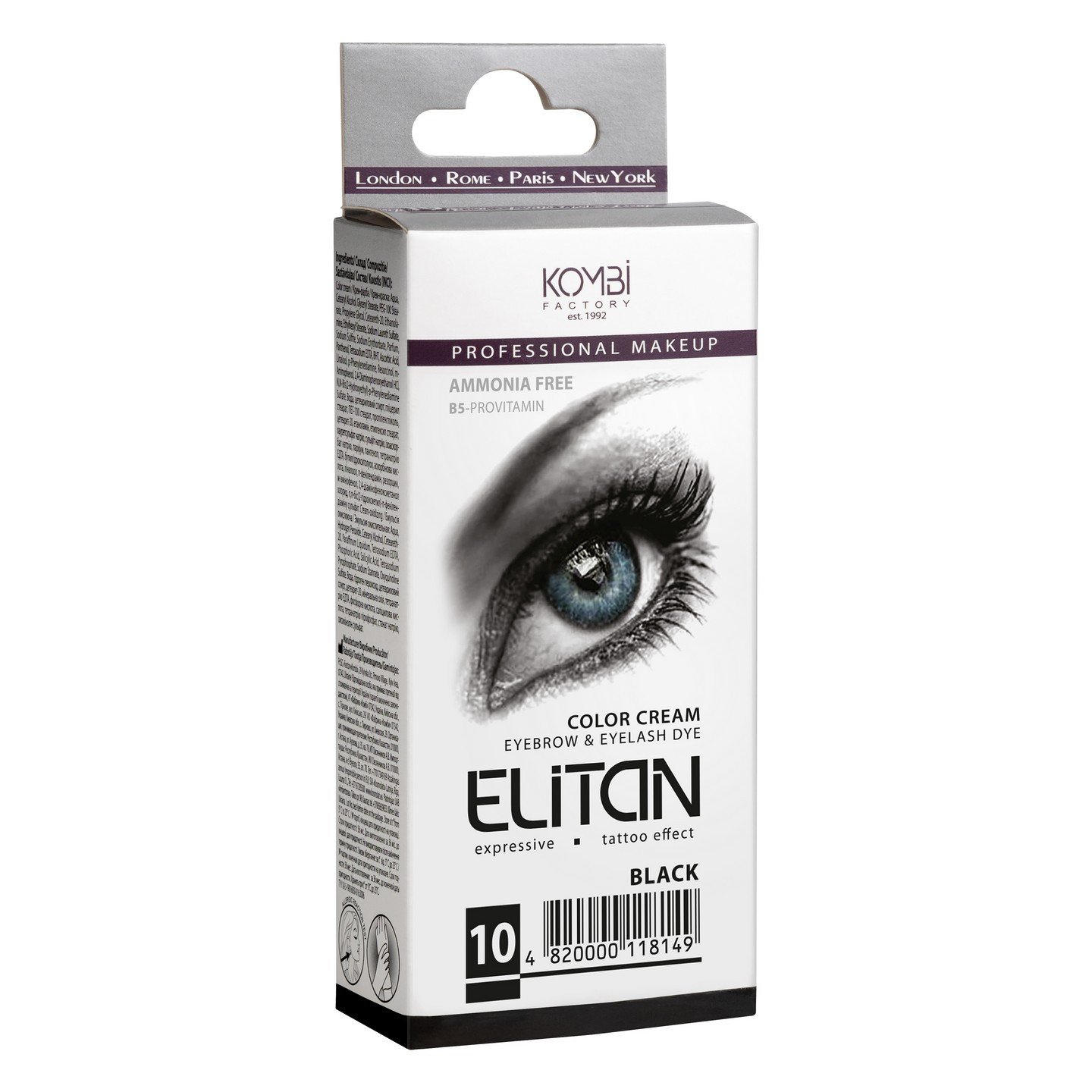 Professionaalne ammoniaagivaba kreemvärv kulmudele ja ripsmetele ELITAN nr 10 (must), 15 ml Professionaalne ammoniaagivaba kreemvärv kulmudele ja ripsmetele ELITAN nr 10 (must), 15 ml