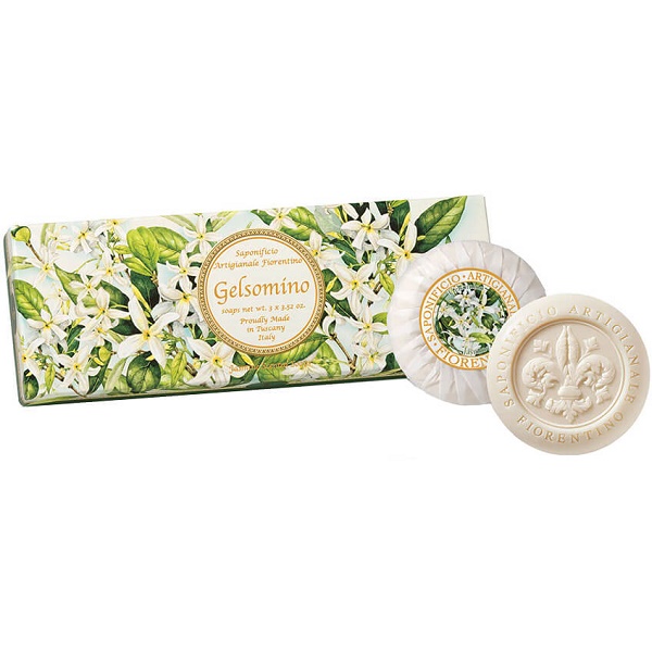Seebikomplekt “Fiorentino” “Gelsomino”, jasmiinilõhnaline 3 tk x 125 g Seebikomplekt “Fiorentino” “Gelsomino”, jasmiinilõhnaline 3 tk x 125 g