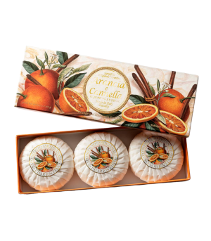 Seebikomplekt "Fiorentino" "Arancia, Cannella", (apelsini ja kaneeli lõhnaga), 3x100 g