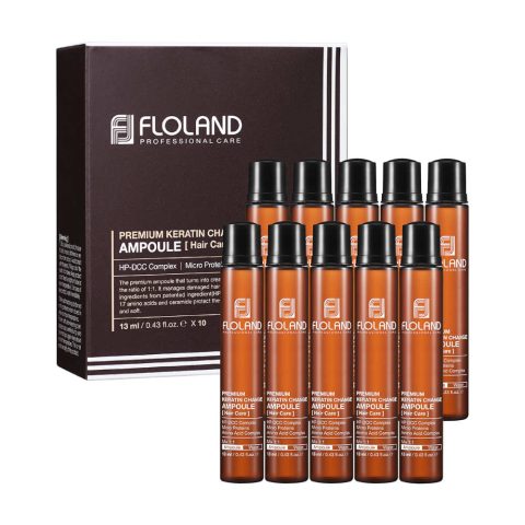 Ампула-филлер “Floland Premium Silk Keratin”для восстановления поврежденных волос 10*13мл