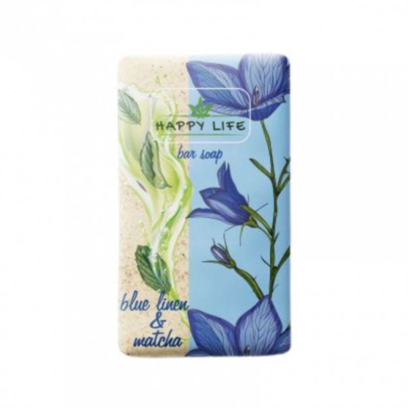 Tahke seep “Happy Life”, matcha ja sinise lina ekstraktidega 180g Tahke seep “Happy Life”, matcha ja sinise lina ekstraktidega 180g
